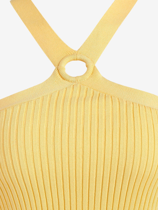 Ribbed Criss Cross Tank Top Sleeveless Slip Women's Lingerie