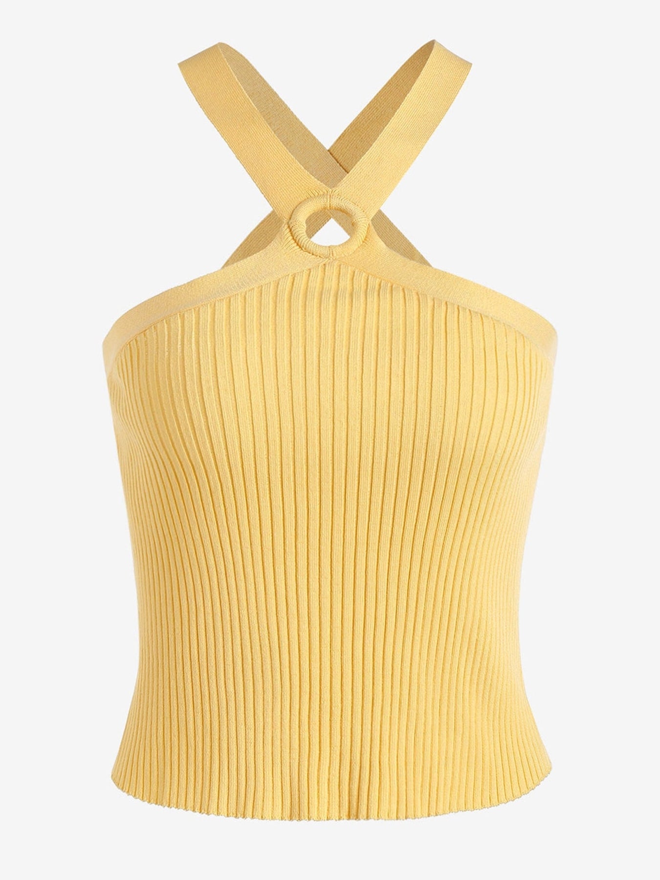Ribbed Criss Cross Tank Top Sleeveless Slip Women's Lingerie