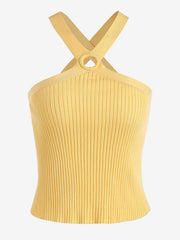Ribbed Criss Cross Tank Top Sleeveless Slip Women's Lingerie