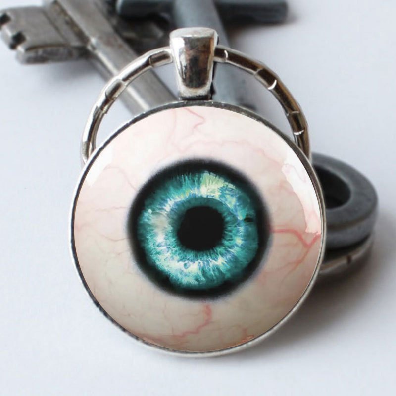 Green Eyelet Time Gemstone Keychain Necklace