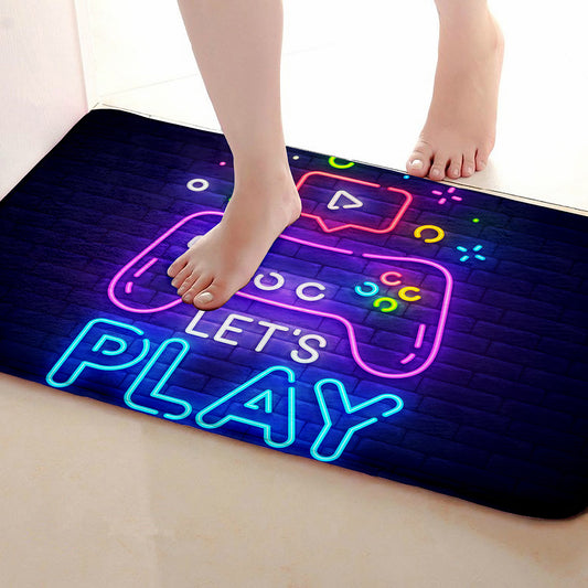 Neon Video Game Floor Mat - Large Area Rug for Gamer Carpet Living Room Bedroom