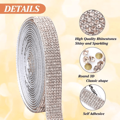 Self Adhesive Crystal Rhinestone Strips Bling Sticker Roll Craft 2 mm Rhinestone