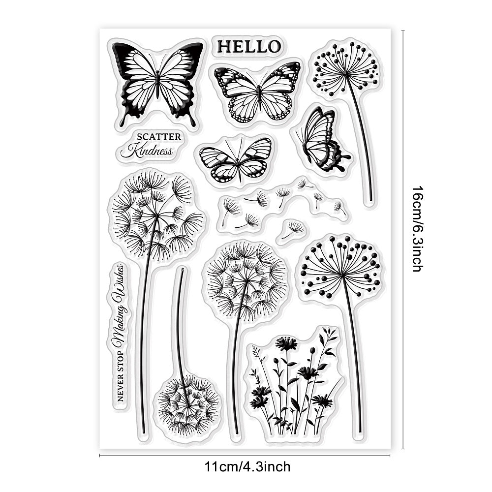 1 Sheet PVC Dandelion Pattern Stamps DIY Scrapbooking Decorative Cards Making