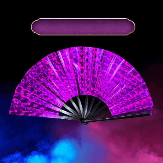 32cm Laser Folding Holographic Dance Party Fan Portable Summer Fan