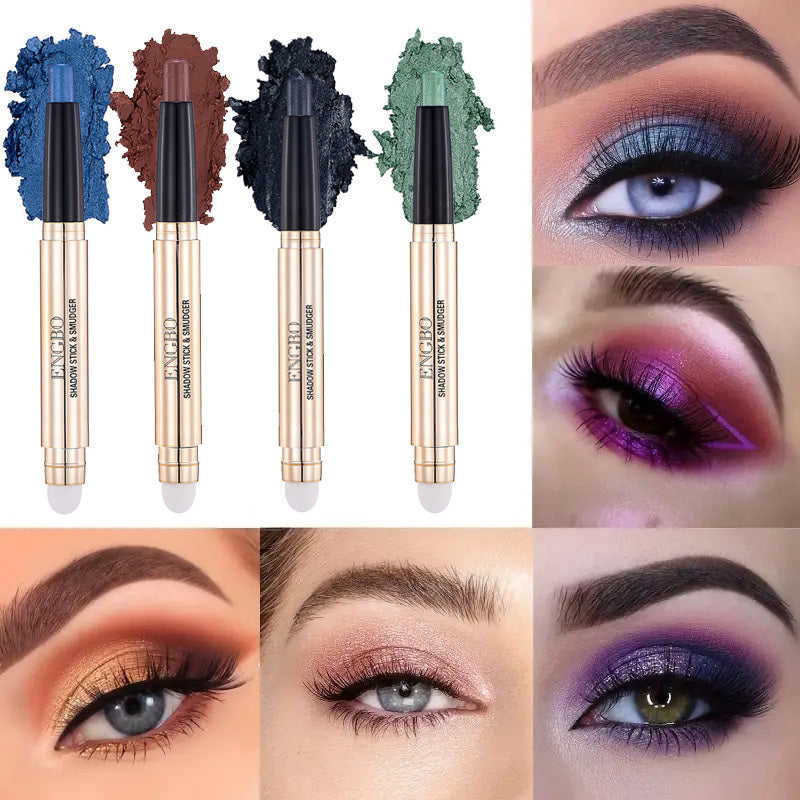12 Colors Eyeshadow Pen Double Headed Highlighter Eyeliner Brightening Pen