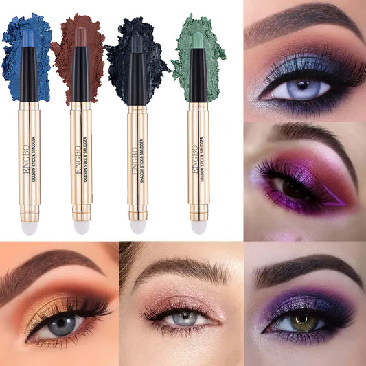 12 Colors Eyeshadow Pen Double Headed Highlighter Eyeliner Brightening Pen