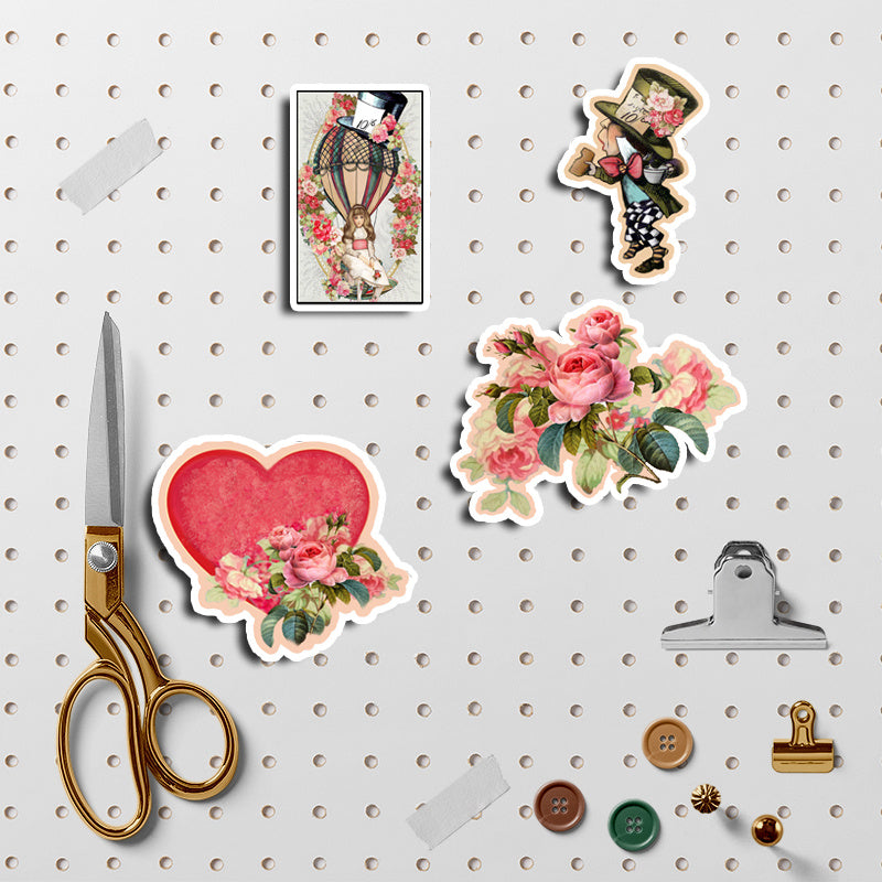 37pcs Alice Tea Party Sticker Children's DIY Stationery Computer Stickers