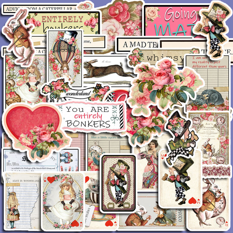 37pcs Alice Tea Party Sticker Children's DIY Stationery Computer Stickers