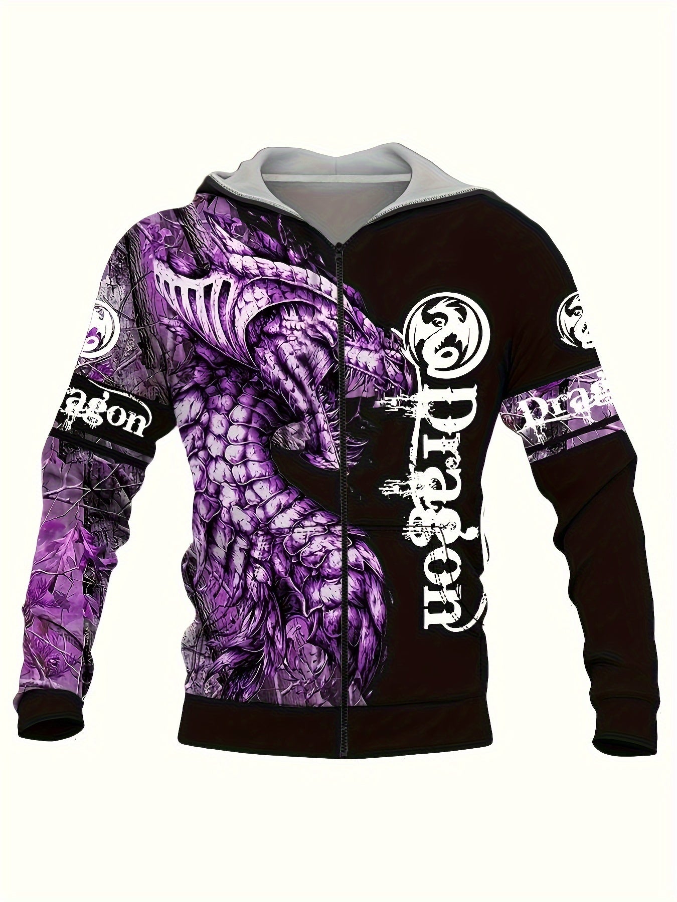 Daragon 3D Print Men's Zipper Hooded Jacket Casual