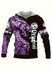 Daragon 3D Print Men's Zipper Hooded Jacket Casual