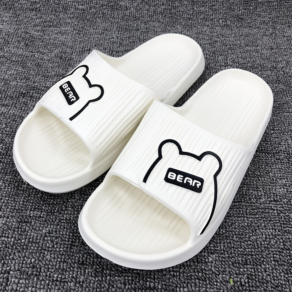 Men's Cartoon Bear Cloud Slides Pillow Slippers Lightweight Non Slip Shoes