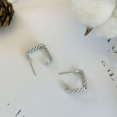Vintage Double Layer Argyle Square Stud Earrings Small And Feeling Earrings Nich