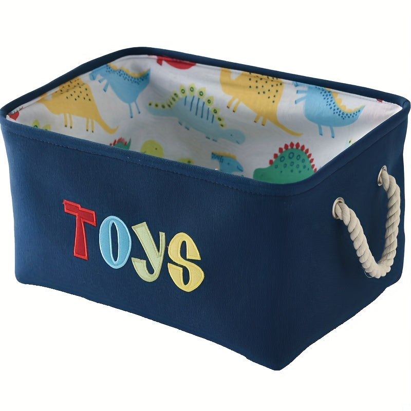 Dark Dinosaur Toy Storage Basket Embroidery Cartoon Printing - Home Organization
