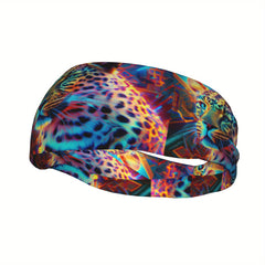 Leopard Print Unisex Sports Headband Sweat Wicking Stretchy Breathable Polyester