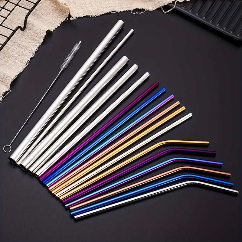 8pcs Stainless Steel Reusable Straws Heat Resistant for Party Wedding