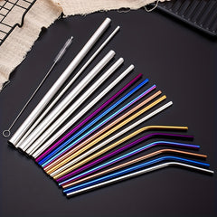 8pcs Stainless Steel Reusable Straws Heat Resistant for Party Wedding