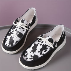 Cow Pattern Sneakers Low Top Canvas Shoes for Women