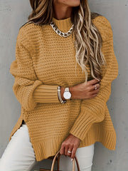  Knitted Mock Neck Sweater Long Sleeve Pullover Jumper