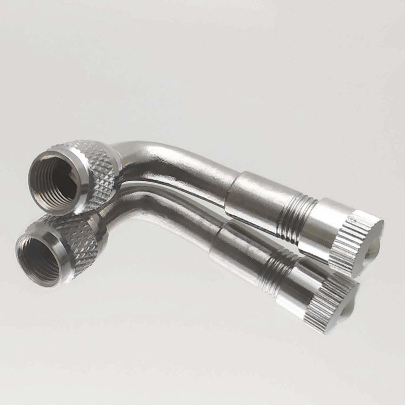 90 Degree Motorcycle Angle Bent Valve Adapter Tyre Tube Copper Silver