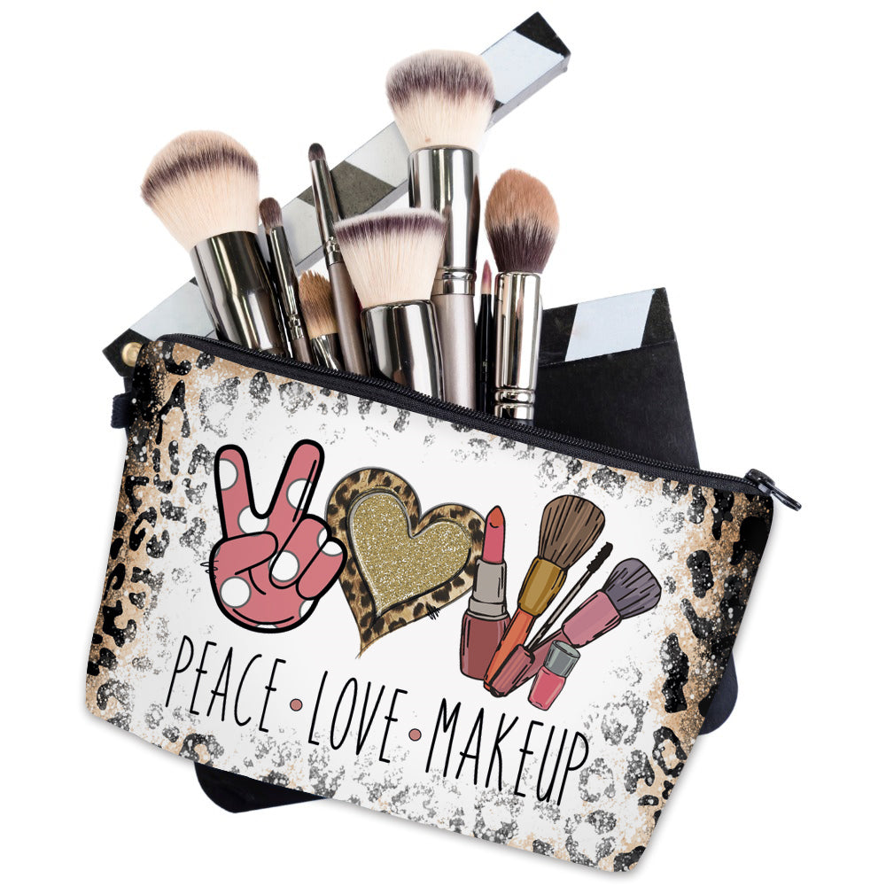 Waterproof Leopard Makeup Bag for Women Travel Toiletry Storage