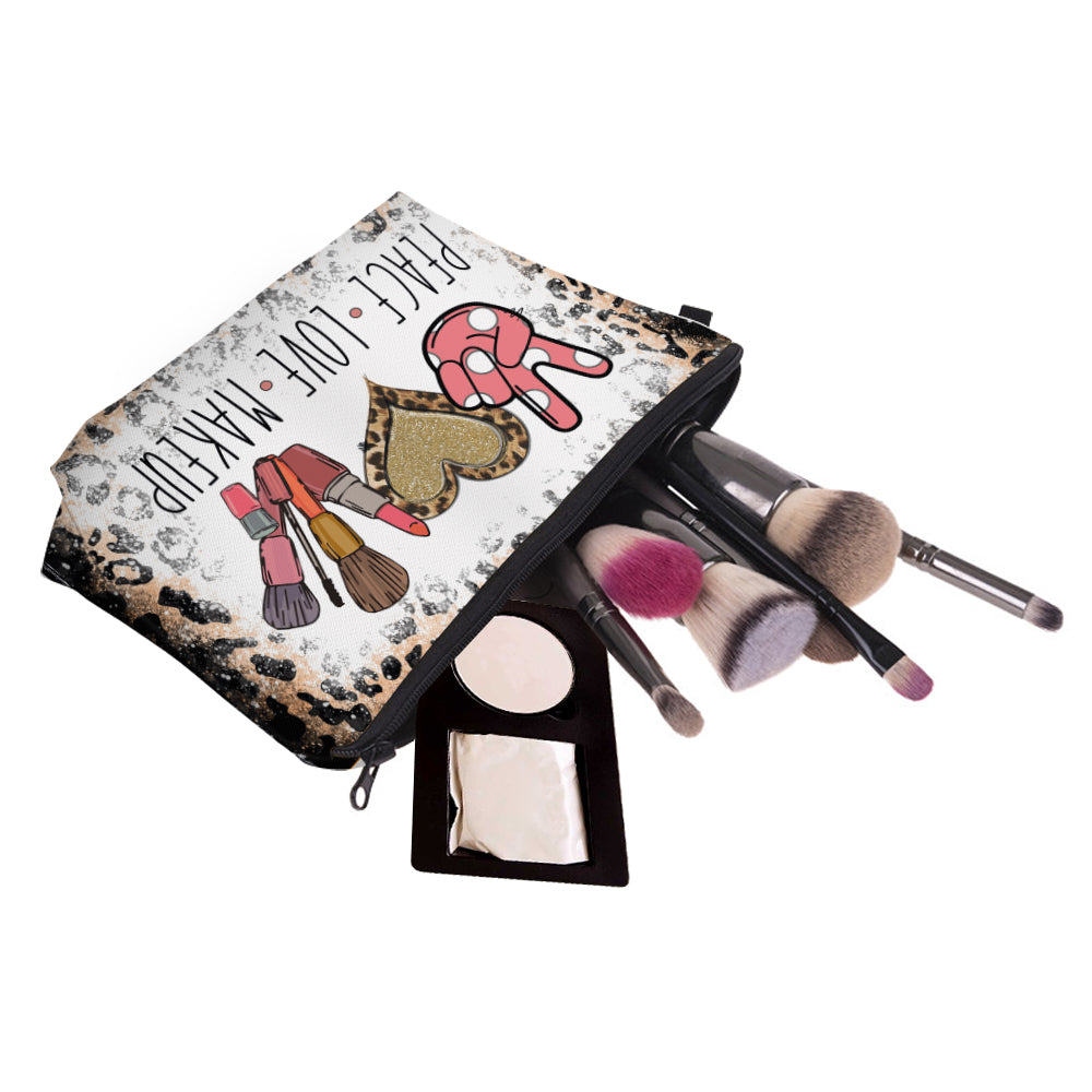 Waterproof Leopard Makeup Bag for Women Travel Toiletry Storage