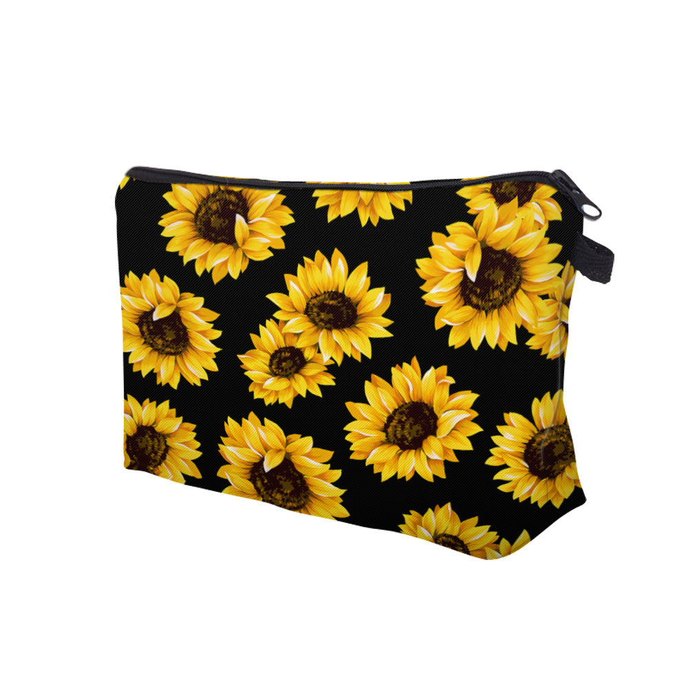 Waterproof Sunflower Makeup Bag Zipper Clutch Organizer Toiletry Storage Travel