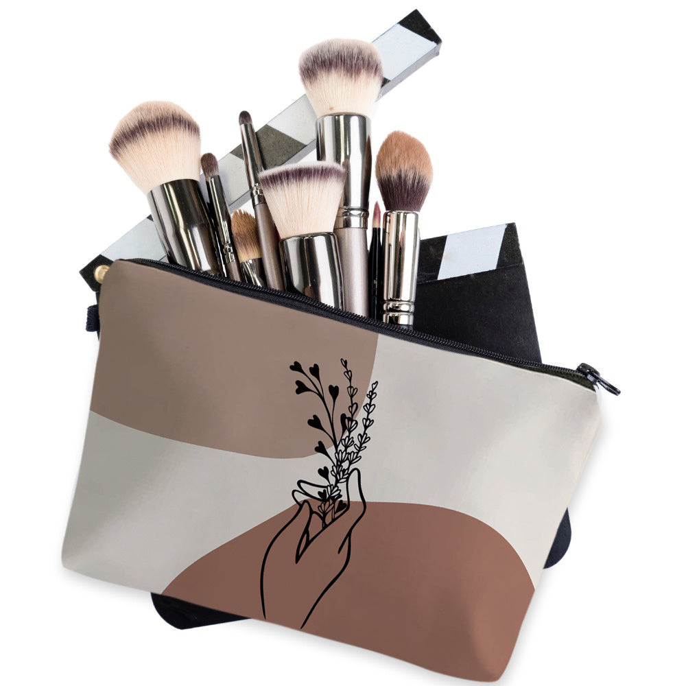 Hand & Floral Pattern Makeup Bag Cosmetic Bag For Women