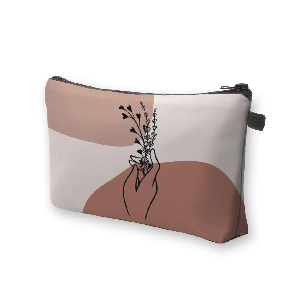 Hand & Floral Pattern Makeup Bag Cosmetic Bag For Women