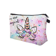 Unicorn Print Makeup Bag Toiletry Pouch Water Resistant Cosmetic Bag