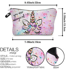 Unicorn Print Makeup Bag Toiletry Pouch Water Resistant Cosmetic Bag