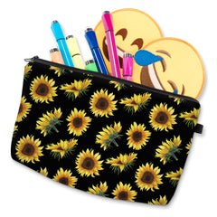 Sunflower Flowers Cosmetic Bag Waterproof Makeup Toiletry Pouch