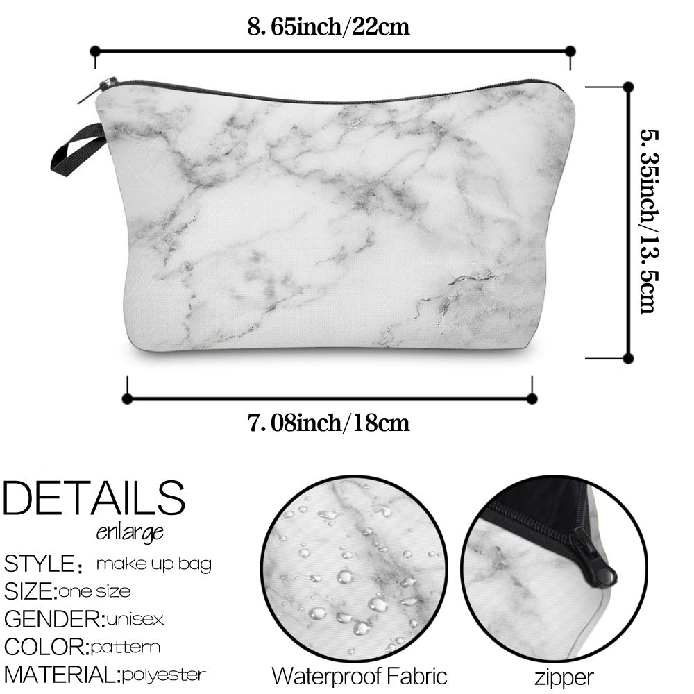 Marble Pattern Toiletry Bag for Women Water Resistant Makeup Pouch
