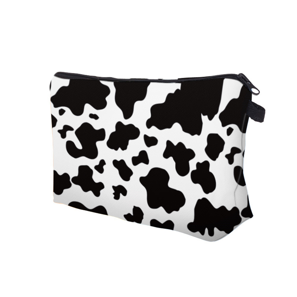 Cow Pattern Cosmetic Bag for Women Makeup Toiletry Organizer Gift