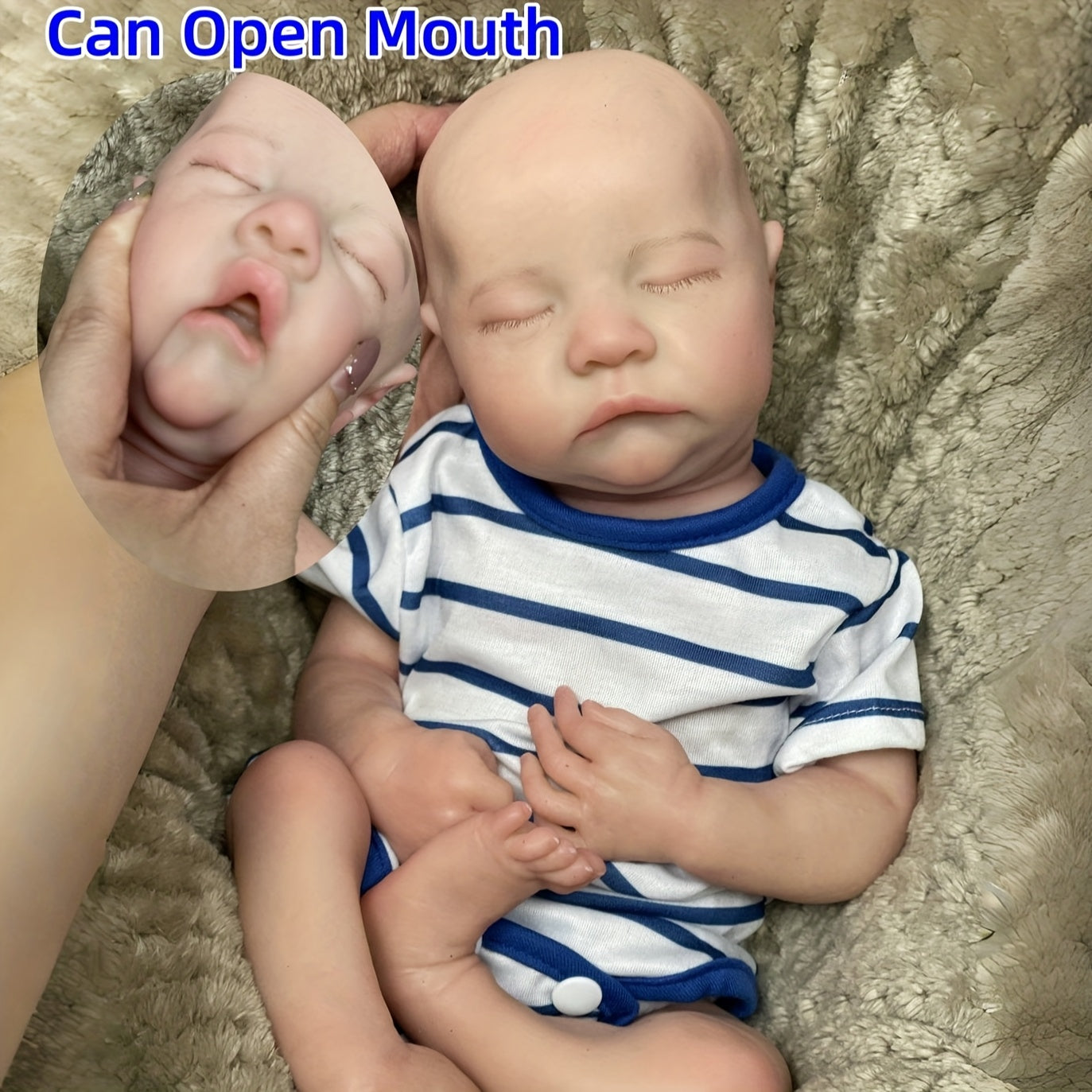 Silicone Reborn Boy Doll with Light Beige Details & Closed Eyes