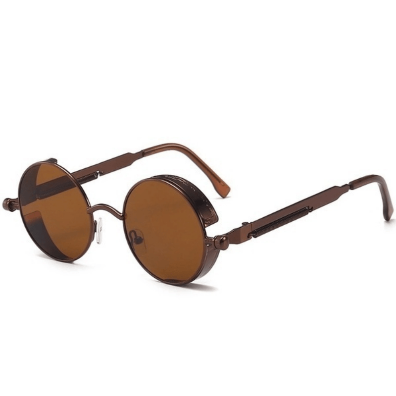 Men's Retro UV400 Steampunk Round Sunglasses