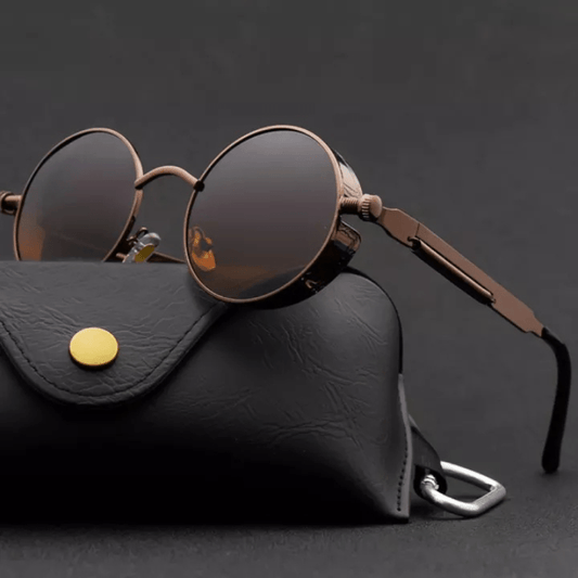 Men's Retro UV400 Steampunk Round Sunglasses