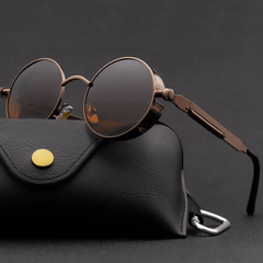 Men's Retro UV400 Steampunk Round Sunglasses