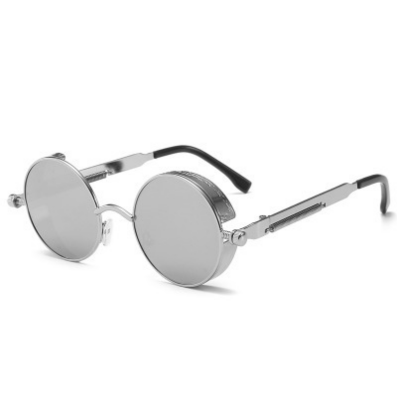 Men's Retro UV400 Steampunk Round Sunglasses