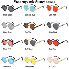 Men's Retro UV400 Steampunk Round Sunglasses