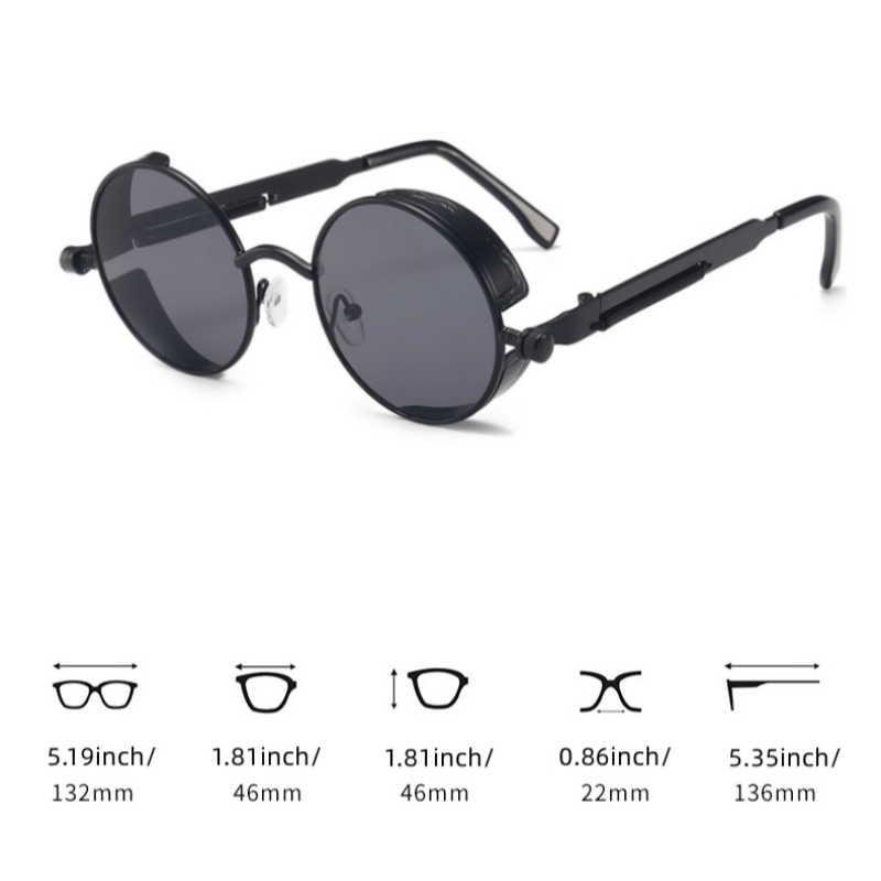 Men's Retro UV400 Steampunk Round Sunglasses
