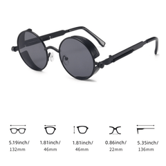 Men's Retro UV400 Steampunk Round Sunglasses