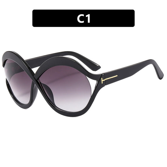 Oversized Round Sunglasses Gradient Lens Hollow Glasses UV400