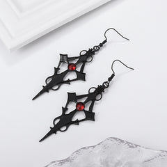 Gothic Spear Cross Earrings Rhinestone Punk Style Ear Hook