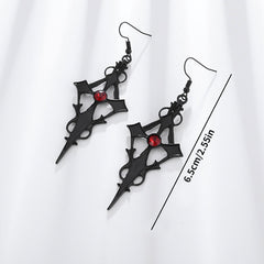 Gothic Spear Cross Earrings Rhinestone Punk Style Ear Hook