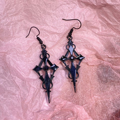 Gothic Spear Cross Earrings Rhinestone Punk Style Ear Hook