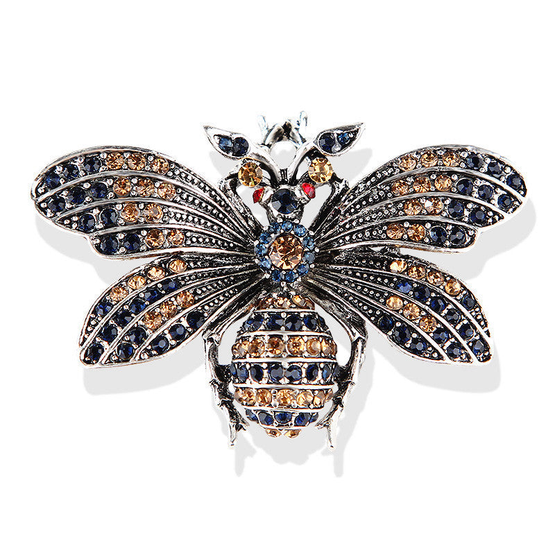 Vintage Rhinestone Butterfly Wings Brooch for Men