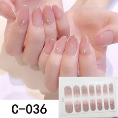 14 pcs Glitter Nude Pink Nail Art Stickers Self Adhesive Gel Nail Decals