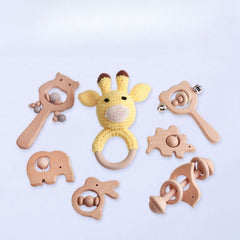 Colorful Wooden Woven Baby Rattle