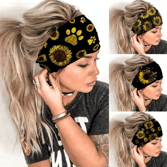 Sunflower Exercise Pastoral Style Headband Stretch Wide Brim Sports Sweatband