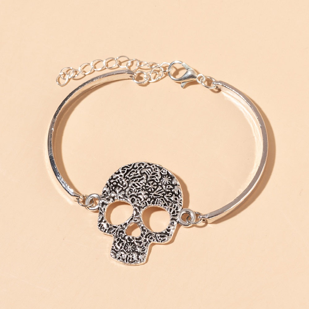 Hollow Skull Bangle Bracelet Gothic Hand Jewelry Halloween Decoration